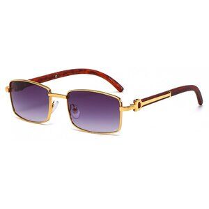 Men Sunglasses‎ Trendy Black Lens Rectangular Fashion Rapper Shades Gold Lentes